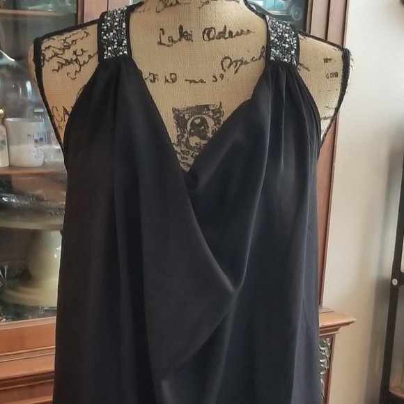 Black drape decorative collar sz S tank top - Picture 1 of 8